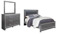 Lodanna Queen Upholstered Panel Bed, Dresser and Mirror