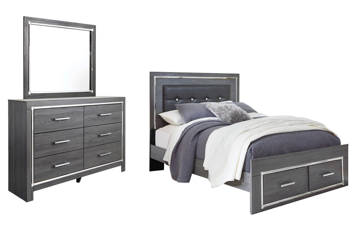 J&M Furniture - Ashley Furniture - Lodanna Queen Upholstered Panel Storage Bed, Dresser and Mirror - Queen Upholstered Panel Storage Bed, Dresser and Mirror - B214B7