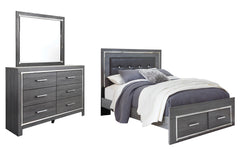 J&M Furniture - Ashley Furniture - Lodanna Queen Upholstered Panel Storage Bed, Dresser and Mirror - Queen Upholstered Panel Storage Bed, Dresser and Mirror - B214B7