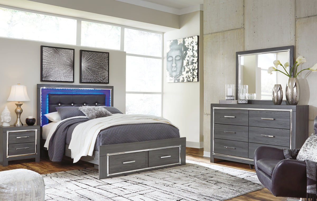 J&M Furniture - Ashley Furniture - Lodanna Queen Storage Bed, Dresser, Mirror and 2 Nightstands - Queen Storage Bed, Dresser, Mirror and 2 Nightstands - B214B40