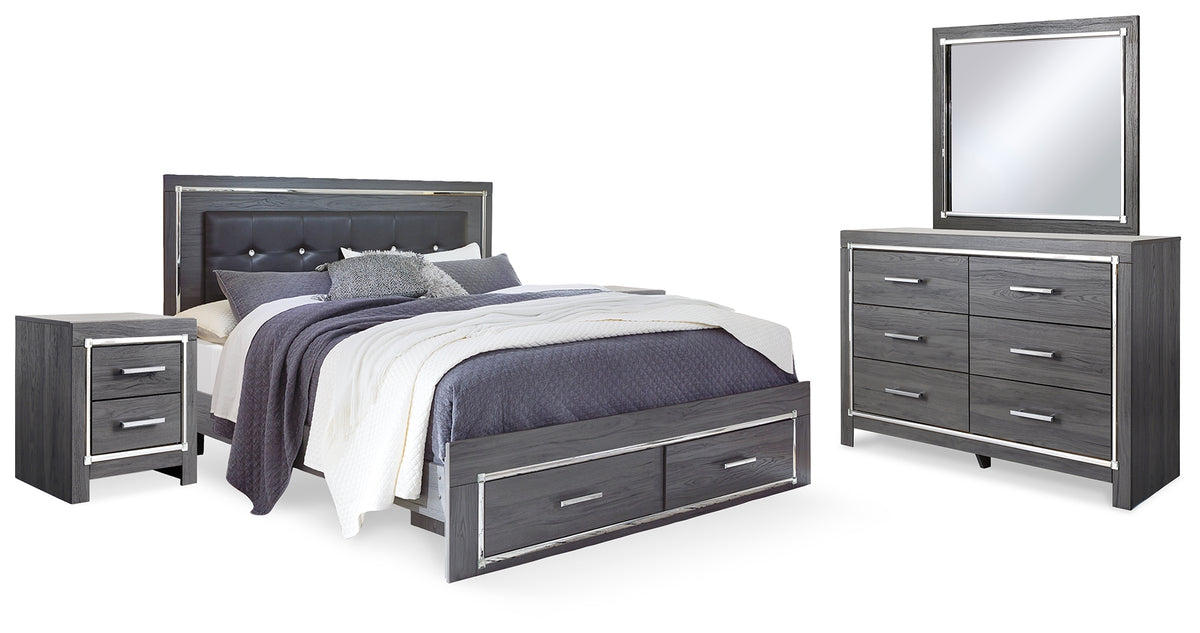 J&M Furniture - Ashley Furniture - Lodanna King Storage Bed, Dresser, Mirror and 2 Nightstands - King Storage Bed, Dresser, Mirror and 2 Nightstands - B214B35