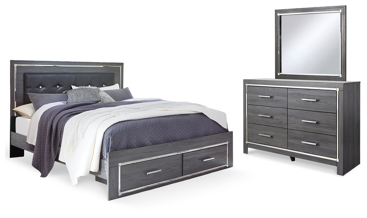 J&M Furniture - Ashley Furniture - Lodanna King Upholstered Storage Bed, Dresser and Mirror - King Upholstered Storage Bed, Dresser and Mirror - B214B31