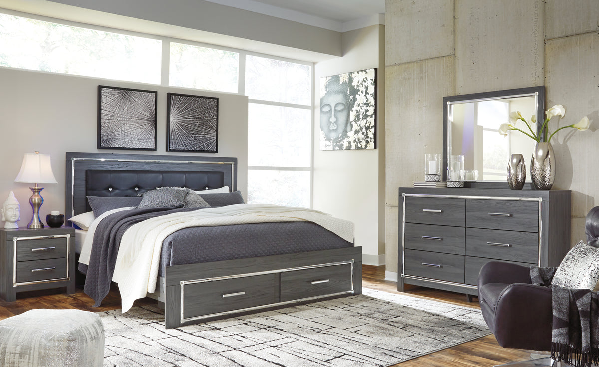 J&M Furniture - Ashley Furniture - Lodanna King Panel Storage Bed with Mirrored Dresser and Nightstand - King Panel Storage Bed with Mirrored Dresser and Nightstand - B214B17