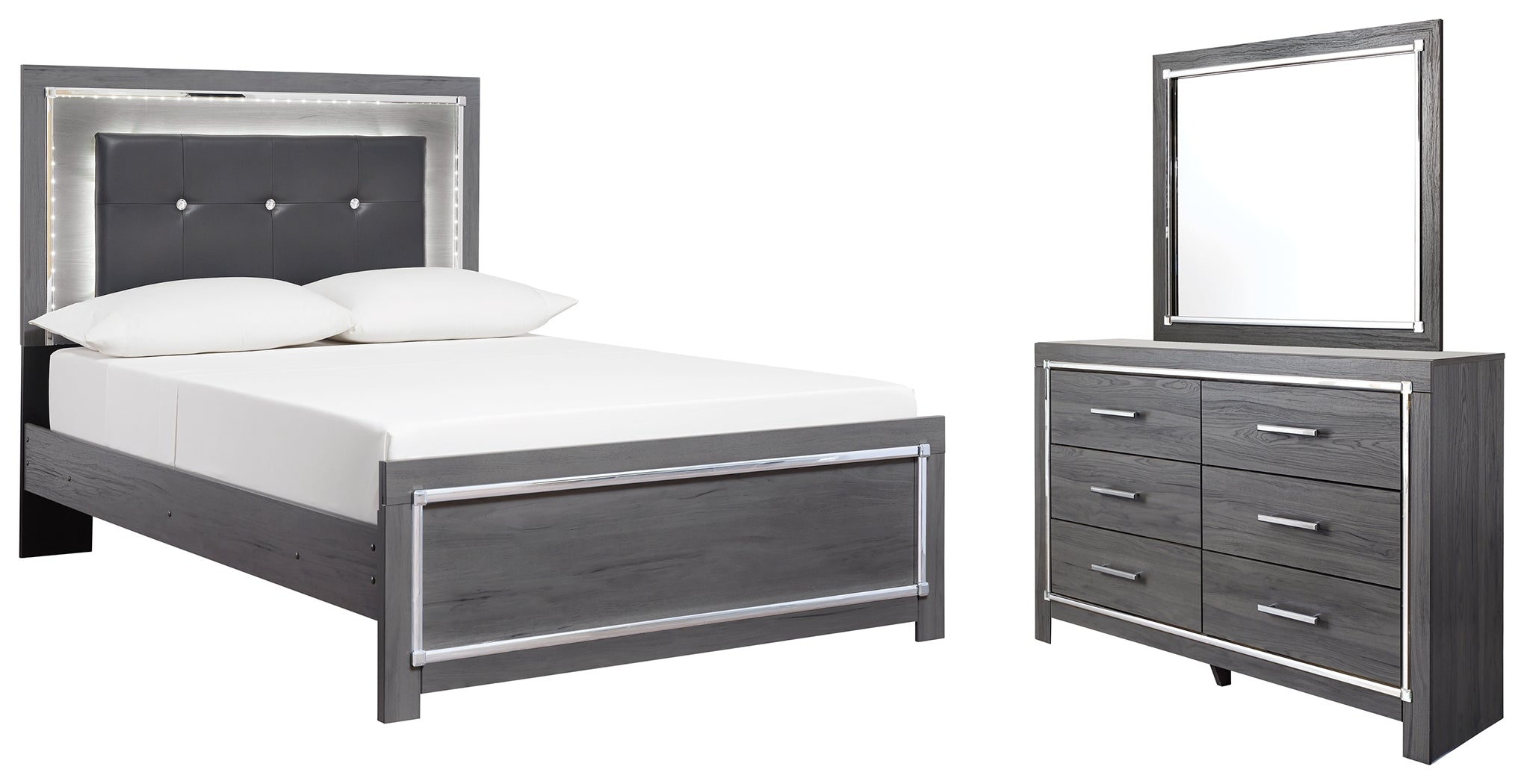 J&M Furniture - Ashley Furniture - Lodanna Full Panel Bed, Dresser and Mirror - Full Panel Bed, Dresser and Mirror - B214B8