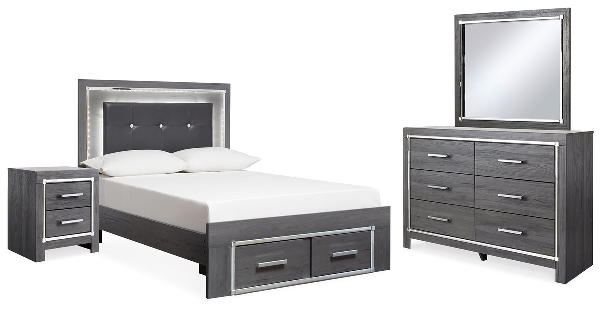 J&M Furniture - Ashley Furniture - Lodanna Full Upholstered Panel Storage Bed, Dresser, Mirror, and Nightstand - Full Upholstered Panel Storage Bed, Dresser, Mirror, and Nightstand - B214B23