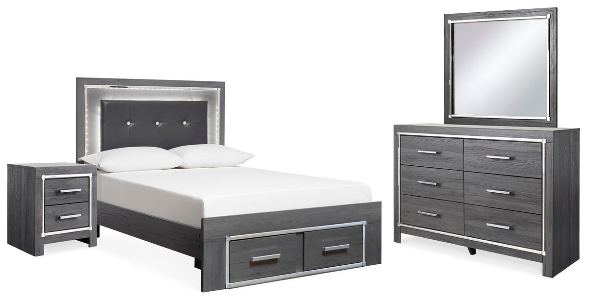 J&M Furniture - Ashley Furniture - Lodanna Full Storage Bed, Dresser, Mirror and 2 Nightstands - Full Storage Bed, Dresser, Mirror and 2 Nightstands - B214B54
