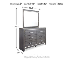 Lodanna Queen Upholstered Panel Bed, Dresser and Mirror