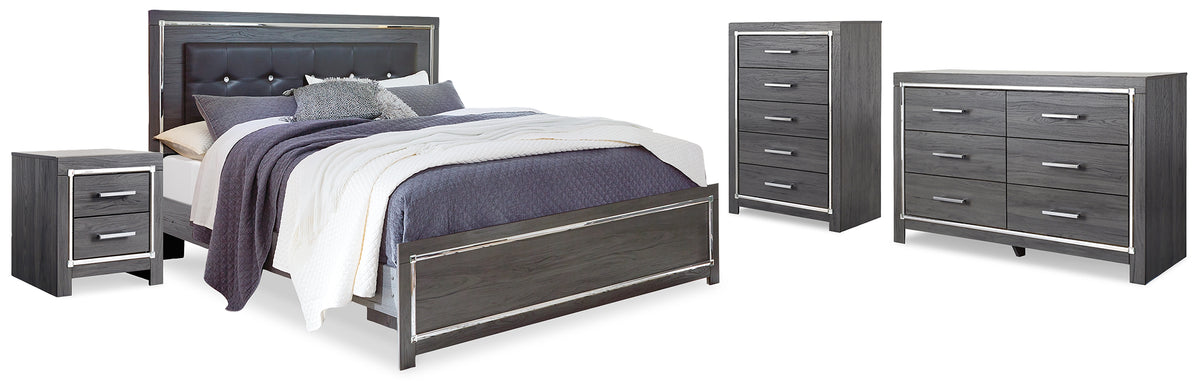 J&M Furniture - Ashley Furniture - Lodanna King Upholstered Panel Bed, Dresser, Chest and 2 Nightstands - King Upholstered Panel Bed, Dresser, Chest and 2 Nightstands - B214B43