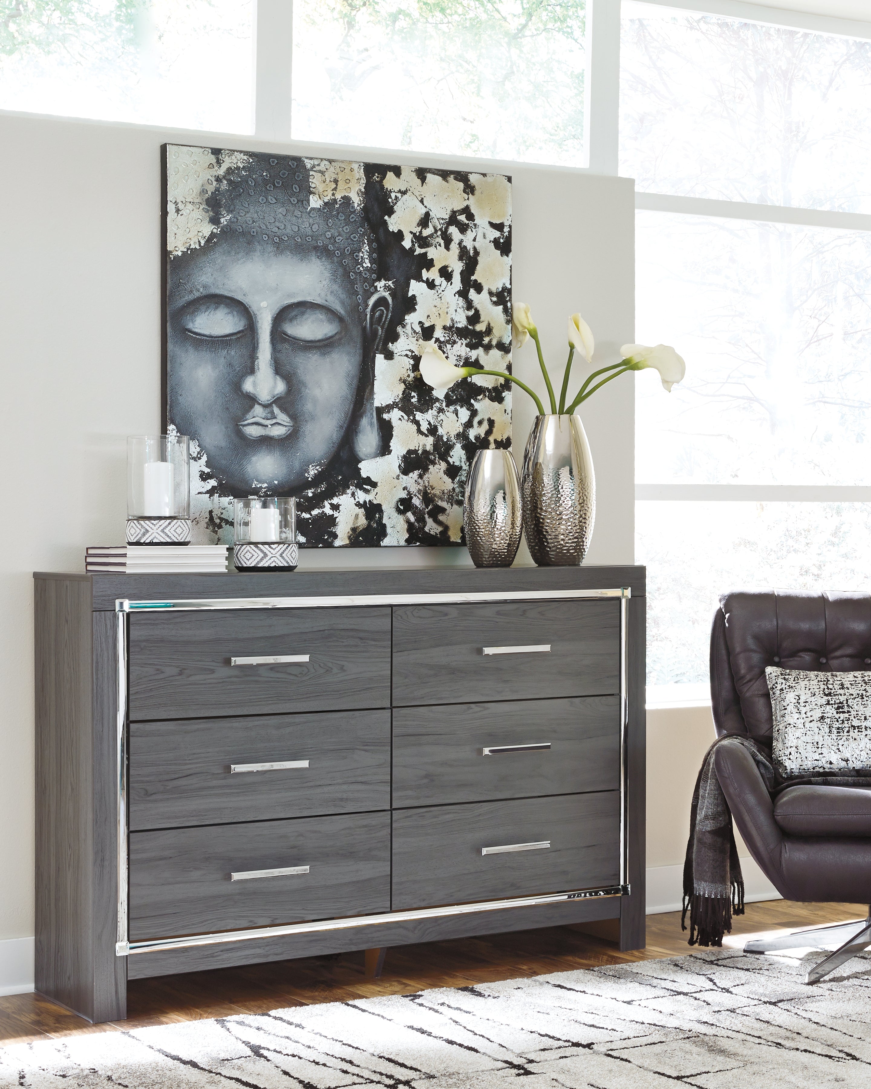J&M Furniture - Ashley Furniture - Lodanna Dresser - Six Drawer Dresser / Gray - B214-31