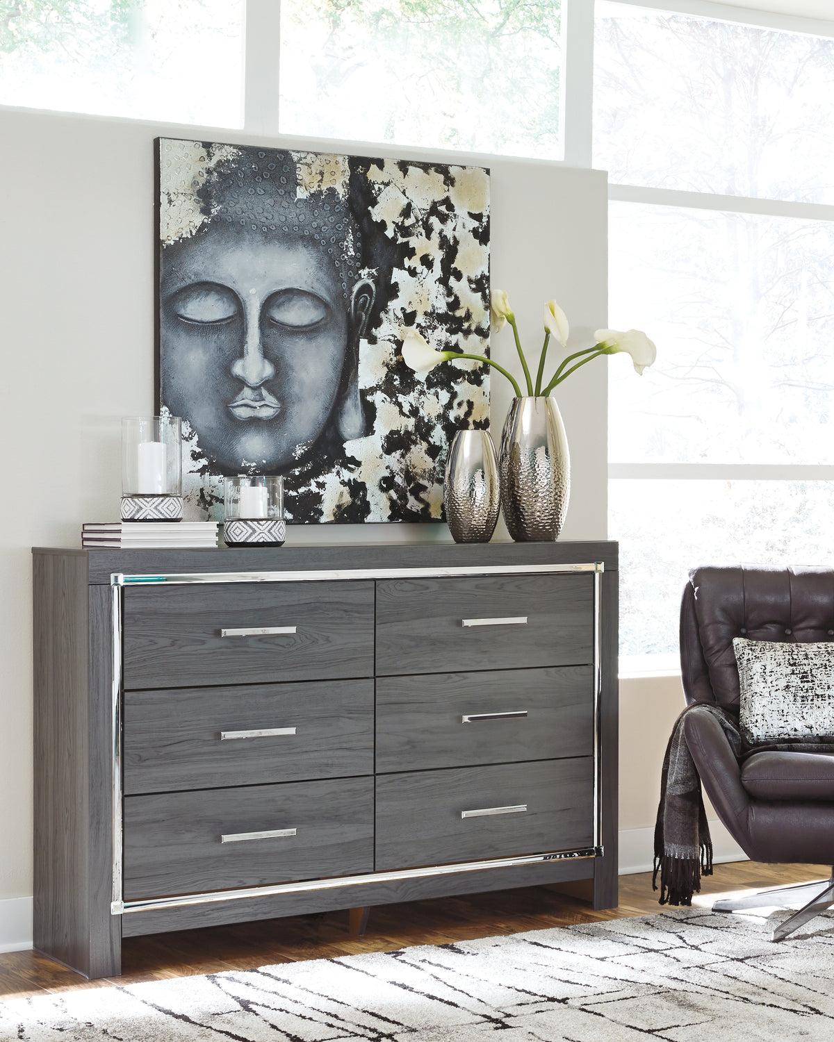J&M Furniture - Ashley Furniture - Lodanna Dresser - Six Drawer Dresser / Gray - B214-31
