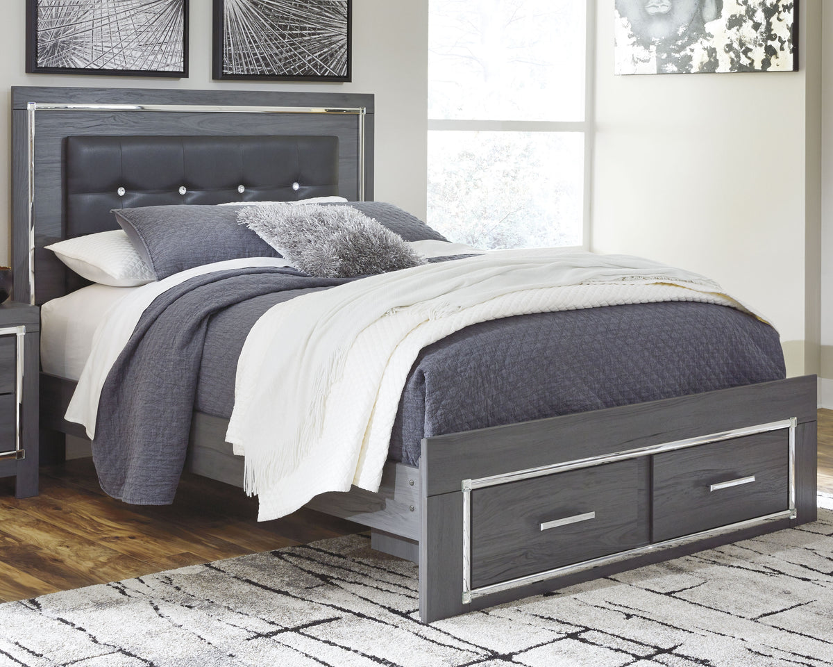 J&M Furniture - Ashley Furniture - Lodanna Queen Panel Bed with 2 Storage Drawers - Queen Panel Bed with 2 Storage Drawers / Gray - B214B3