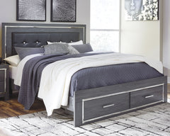 J&M Furniture - Ashley Furniture - Lodanna King Panel Bed with 2 Storage Drawers - King Panel Bed with 2 Storage Drawers / Gray - B214B11
