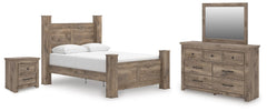 J&M Furniture - Ashley Furniture - Rusticott Queen Poster Bed, Dresser, Mirror and Nightstand - Queen Poster Bed, Dresser, Mirror and Nightstand - PCB2260B13