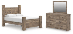 J&M Furniture - Ashley Furniture - Rusticott Queen Poster Bed, Dresser and Mirror - Queen Poster Bed, Dresser and Mirror - PCB2260B5