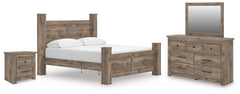 J&M Furniture - Ashley Furniture - Rusticott King Poster Bed, Dresser, Mirror and Nightstand - King Poster Bed, Dresser, Mirror and Nightstand - PCB2260B12