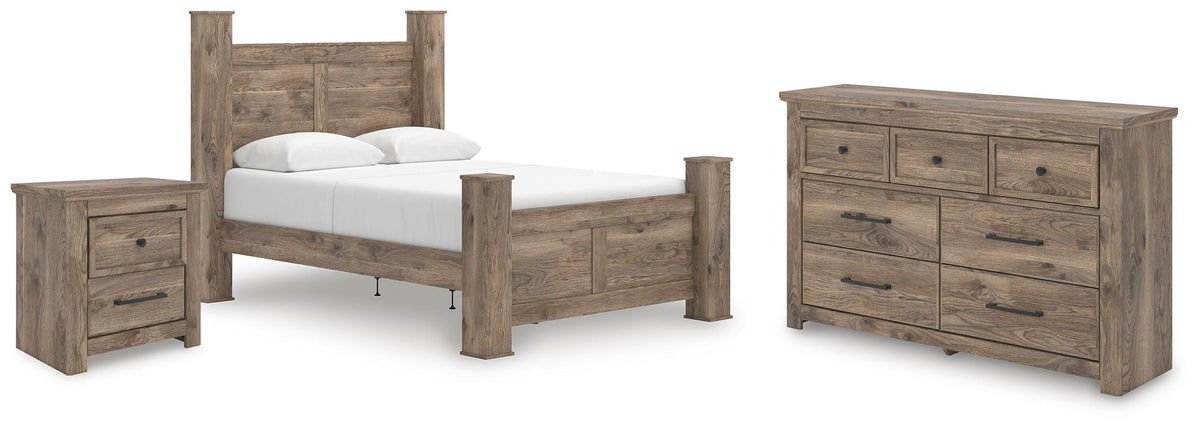 J&M Furniture - Ashley Furniture - Rusticott Queen Poster Bed, Dresser and Nightstand - Queen Poster Bed, Dresser and Nightstand - PCB2260B8