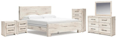 J&M Furniture - Ashley Furniture - Lawroy King Panel Bed, Dresser, Mirror, Chest and Nightstand - King Panel Bed, Dresser, Mirror, Chest and Nightstand - B2310B48