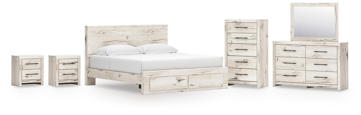 J&M Furniture - Ashley Furniture - Lawroy King Panel Storage Bed, Dresser, Mirror, Chest and 2 Nightstands - King Panel Storage Bed, Dresser, Mirror, Chest and 2 Nightstands - B2310B45
