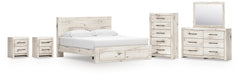 J&M Furniture - Ashley Furniture - Lawroy King Panel Storage Bed, Dresser, Mirror, Chest and 2 Nightstands - King Panel Storage Bed, Dresser, Mirror, Chest and 2 Nightstands - B2310B45
