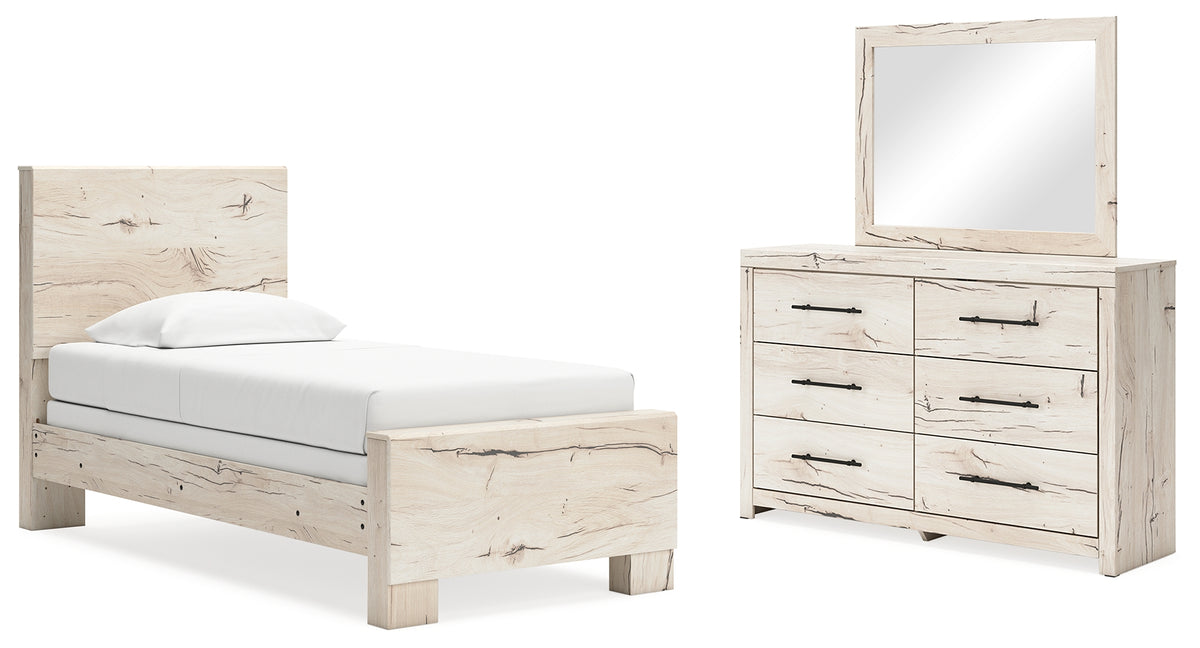 J&M Furniture - Ashley Furniture - Lawroy Twin Panel Bed, Dresser and Mirror - Twin Panel Bed, Dresser and Mirror - B2310B17