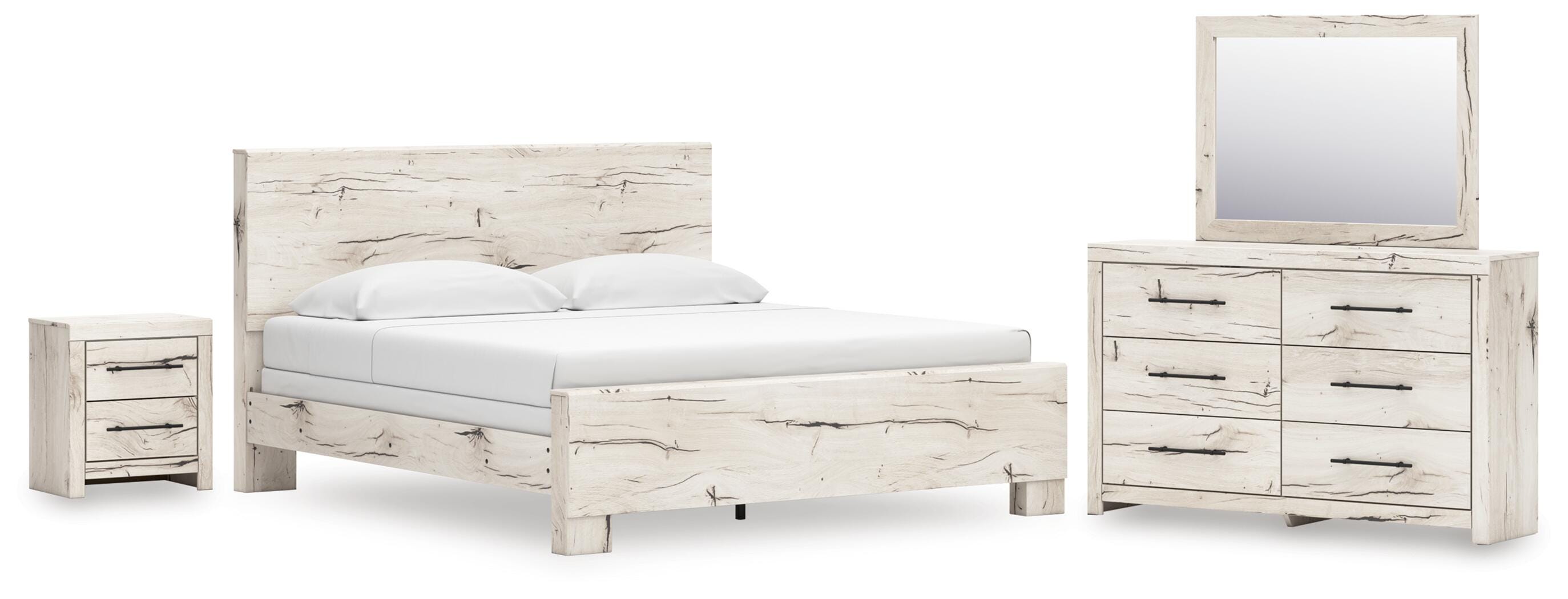J&M Furniture - Ashley Furniture - Lawroy King Panel Bed, Dresser, Mirror and Nightstand - King Panel Bed, Dresser, Mirror and Nightstand - B2310B44
