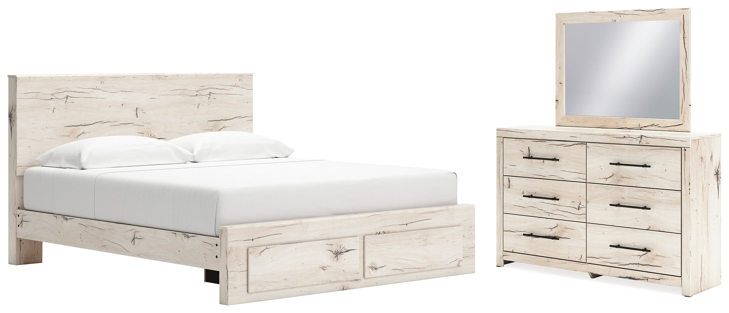 J&M Furniture - Ashley Furniture - Lawroy King Panel Storage Bed, Dresser and Mirror - King Panel Storage Bed, Dresser and Mirror - B2310B35