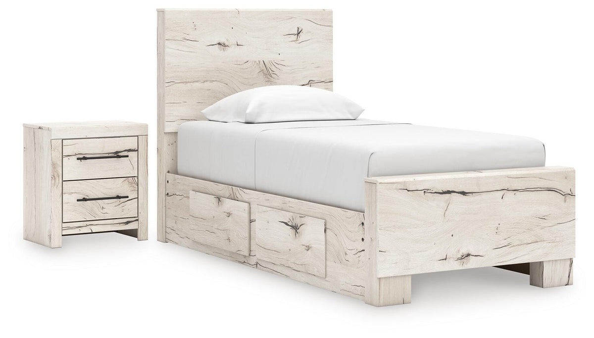 J&M Furniture - Ashley Furniture - Lawroy Twin Panel Bed with Storage and Nightstand - Twin Panel Bed with Storage and Nightstand - B2310B53