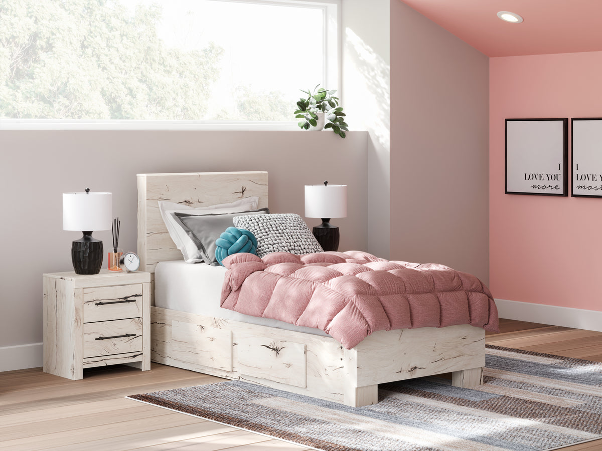 J&M Furniture - Ashley Furniture - Lawroy Twin Panel Bed with Storage - Twin Panel Bed with Storage / Light Natural - B2310B23