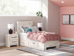 J&M Furniture - Ashley Furniture - Lawroy Twin Panel Bed with Storage - Twin Panel Bed with Storage / Light Natural - B2310B23