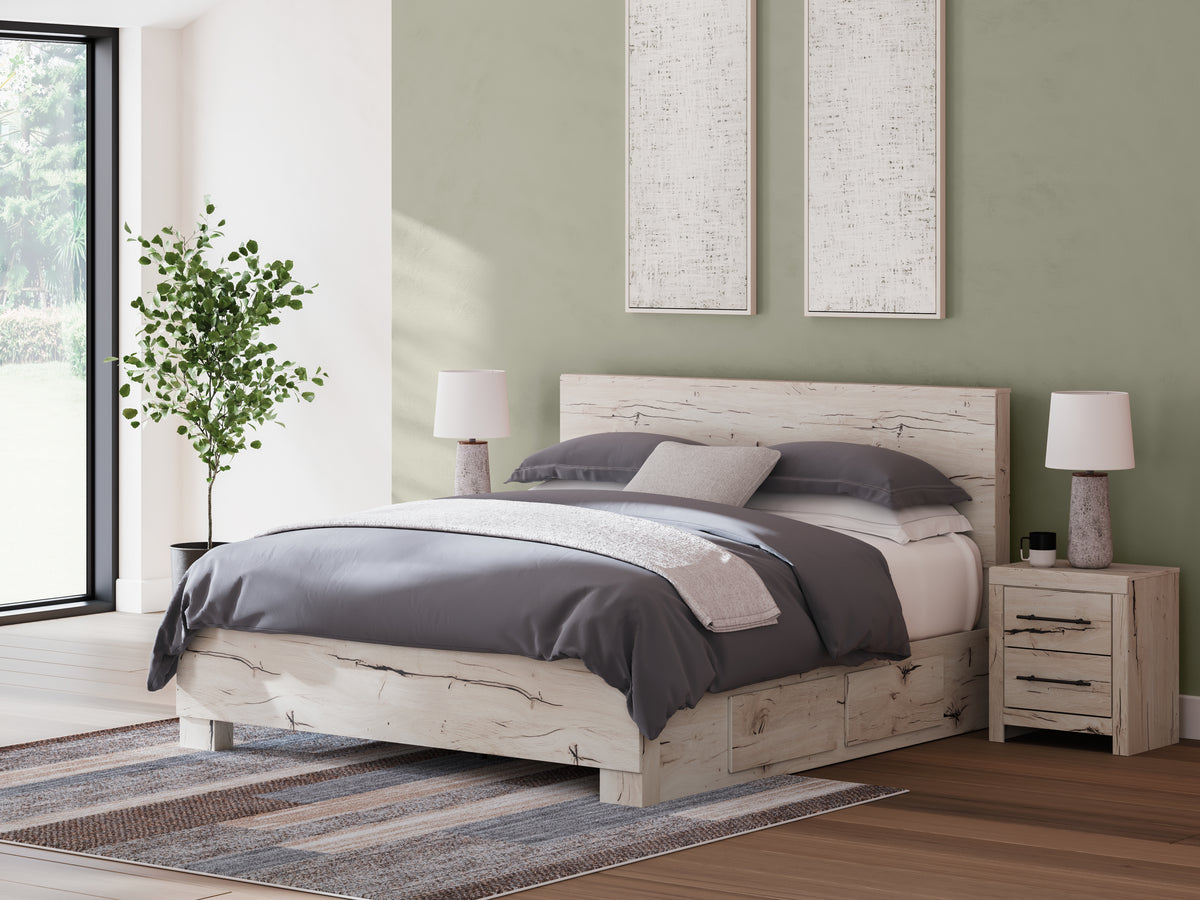 J&M Furniture - Ashley Furniture - Lawroy King Panel Bed with Storage - King Panel Bed with Storage / Light Natural - B2310B12