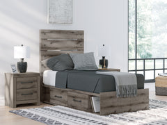 J&M Furniture - Ashley Furniture - Graystorm Twin Panel Bed with Storage - Twin Panel Bed with Storage / Brown Gray - PCB2405B19
