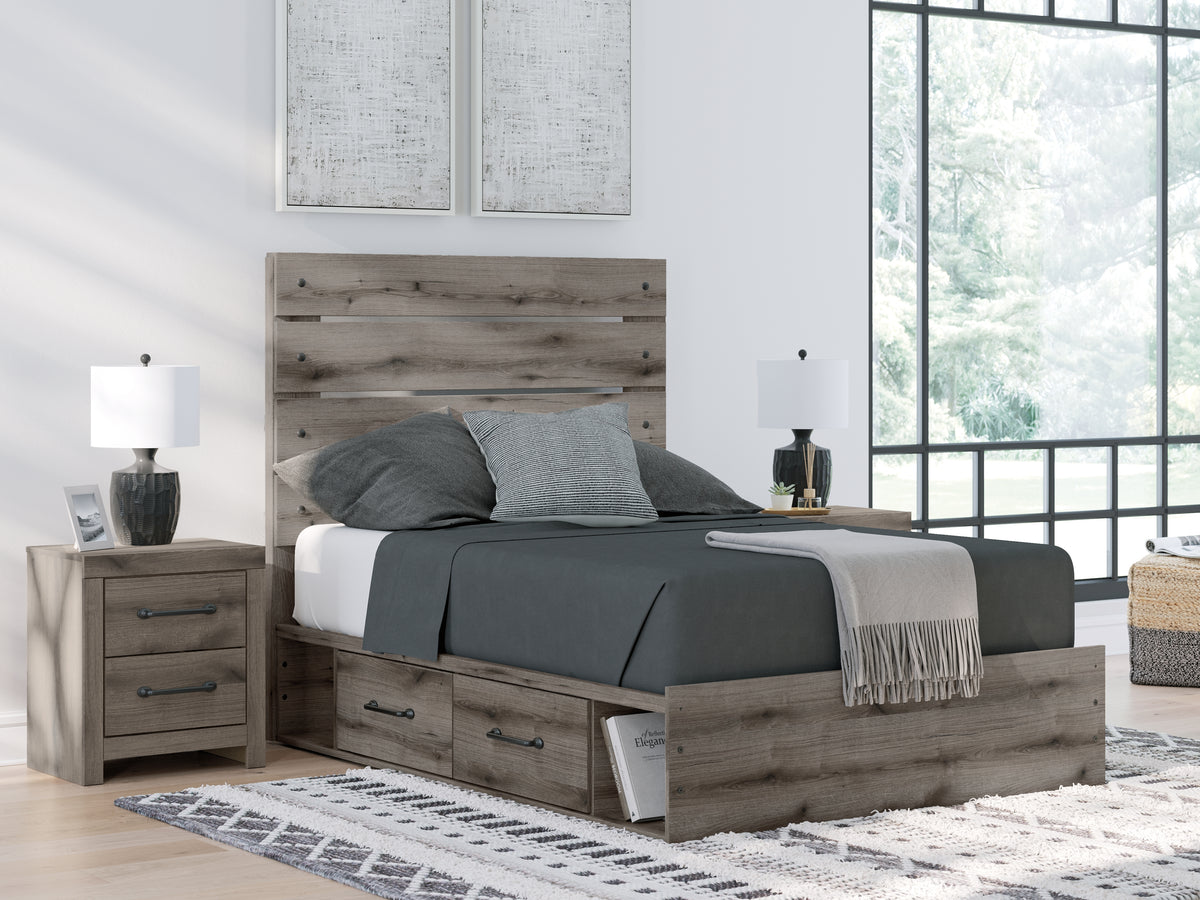 J&M Furniture - Ashley Furniture - Graystorm Full Panel Bed with Storage - Full Panel Bed with Storage / Brown Gray - PCB2405B17