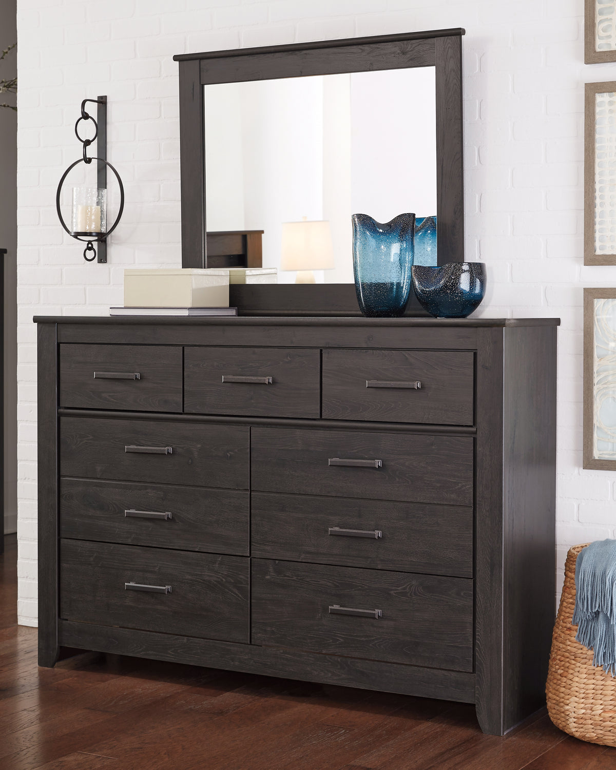 J&M Furniture - Ashley Furniture - Brinxton Dresser and Mirror - Dresser and Mirror / Charcoal - B249B1