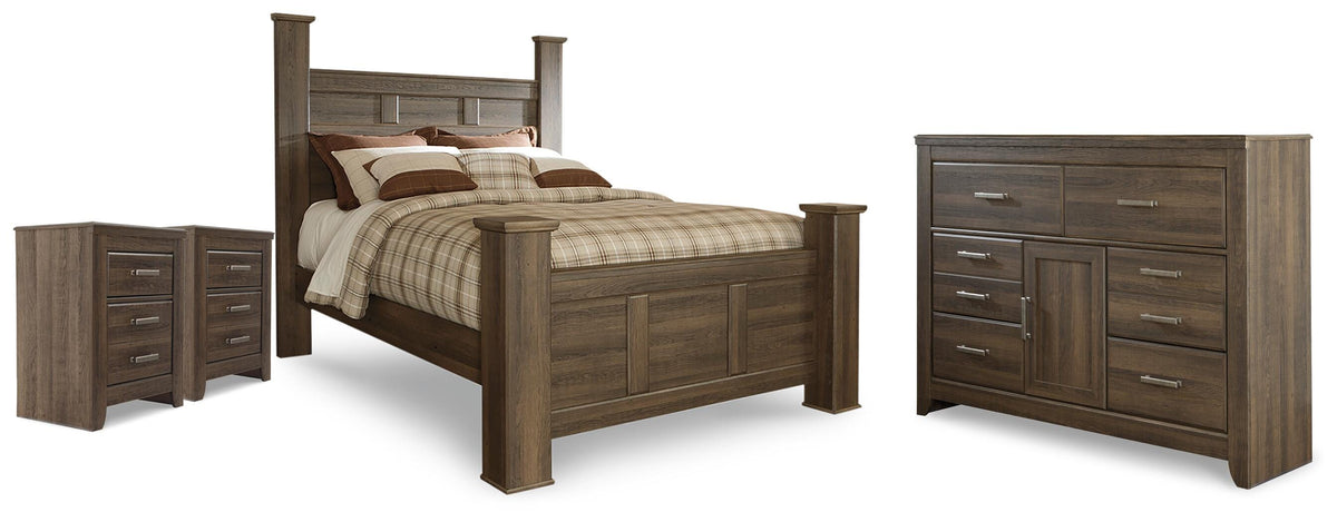 J&M Furniture - Ashley Furniture - Juararo Queen Poster Bed, Dresser and 2 Nightstands - Queen Poster Bed, Dresser and 2 Nightstands - B251B48