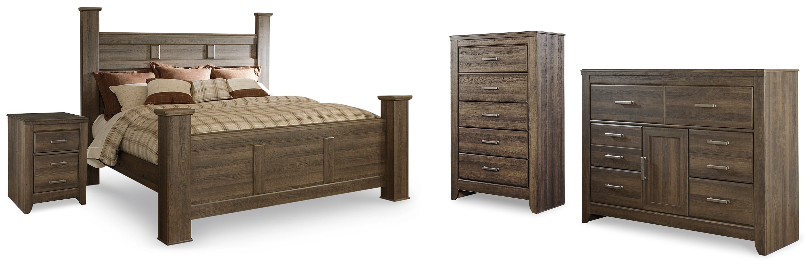 J&M Furniture - Ashley Furniture - Juararo King Poster Bed, Dresser, Chest and Nightstand - King Poster Bed, Dresser, Chest and Nightstand - B251B35