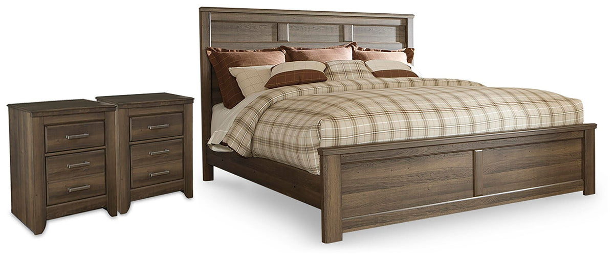 J&M Furniture - Ashley Furniture - Juararo King Panel Bed and 2 Nightstands - King Panel Bed and 2 Nightstands - B251B45