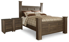 J&M Furniture - Ashley Furniture - Juararo Queen Poster Bed and 2 Nightstands - Queen Poster Bed and 2 Nightstands - B251B38