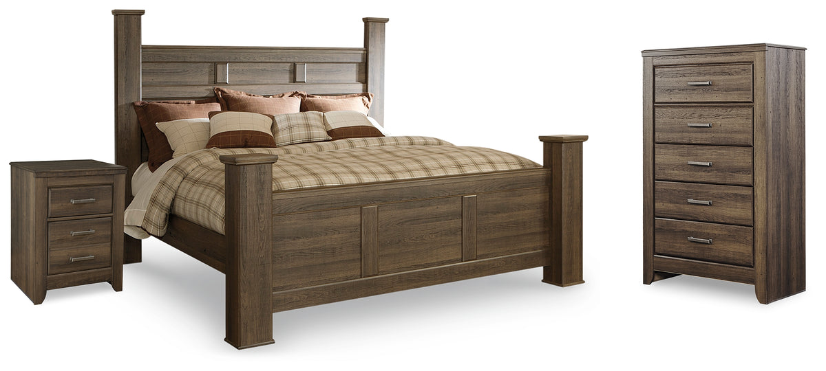 J&M Furniture - Ashley Furniture - Juararo King Poster Bed, Chest and Nightstand - King Poster Bed, Chest and Nightstand - B251B34