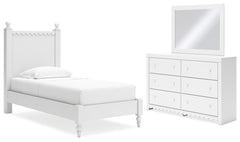 J&M Furniture - Ashley Furniture - Mollviney Twin Panel Bed, Dresser and Mirror - Twin Panel Bed, Dresser and Mirror - B2540B4