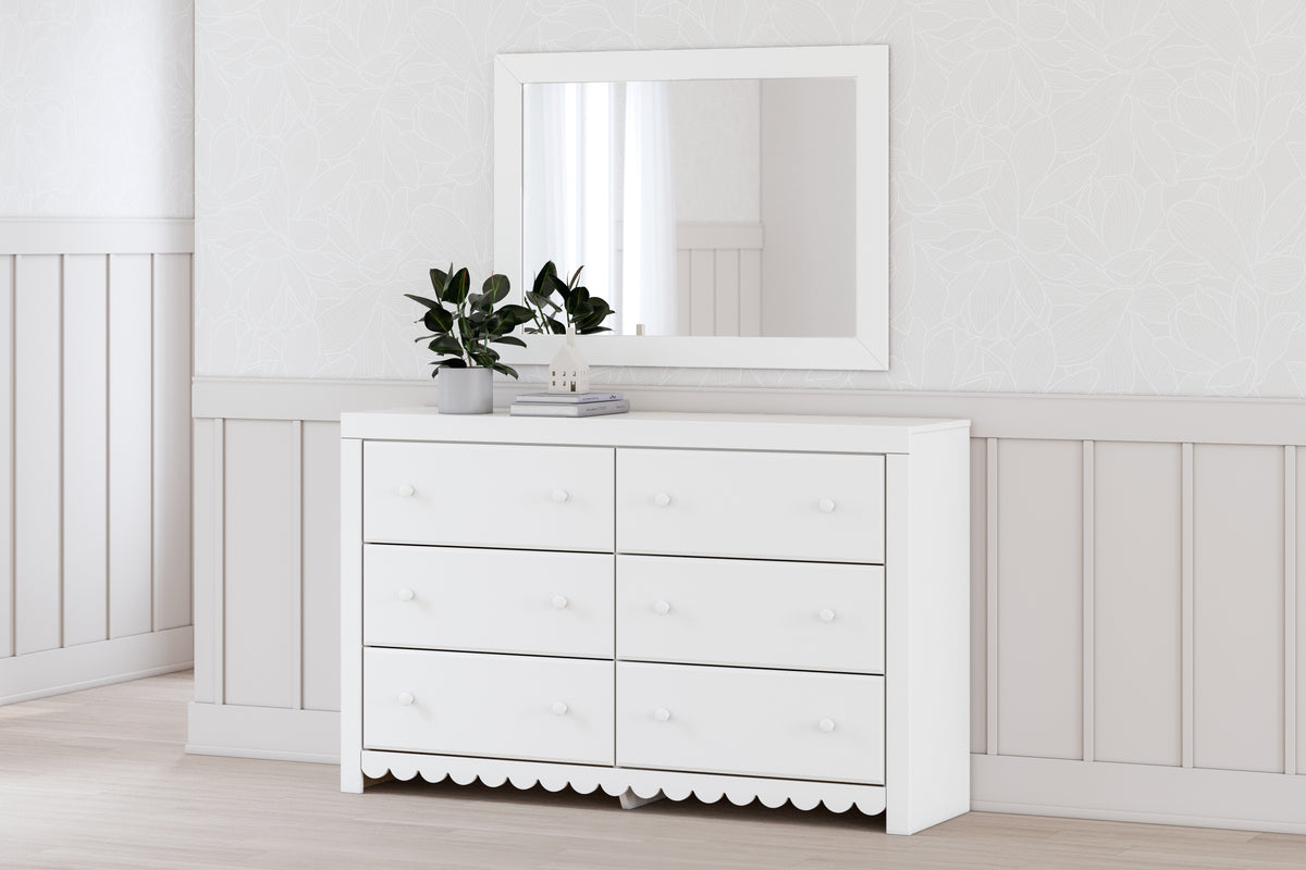 J&M Furniture - Ashley Furniture - Mollviney Dresser and Mirror - Dresser and Mirror / White - B2540B1