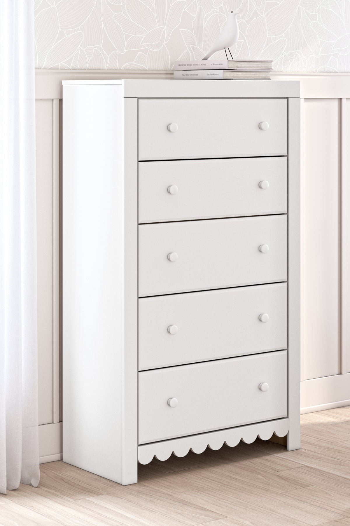 J&M Furniture - Ashley Furniture - Mollviney Chest of Drawers - Five Drawer Chest / White - B2540-46