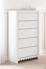 J&M Furniture - Ashley Furniture - Mollviney Chest of Drawers - Five Drawer Chest / White - B2540-46