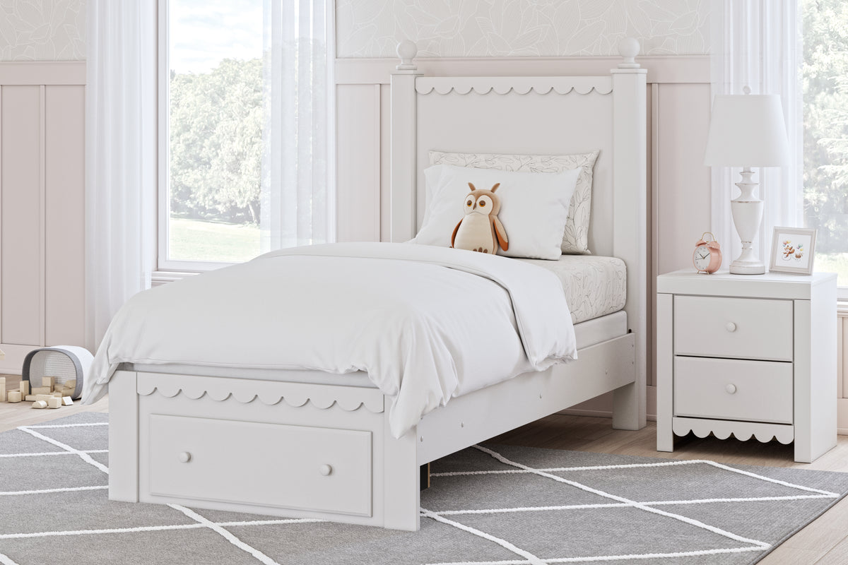 J&M Furniture - Ashley Furniture - Mollviney Twin Panel Storage Bed - Twin Panel Storage Bed / White - B2540B6