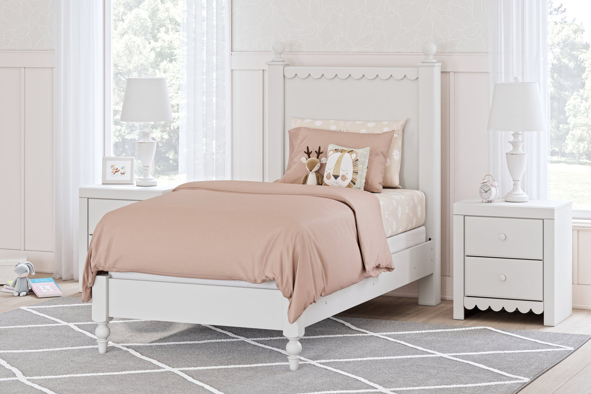 J&M Furniture - Ashley Furniture - Mollviney Twin Panel Bed - Twin Panel Bed / White - B2540B2
