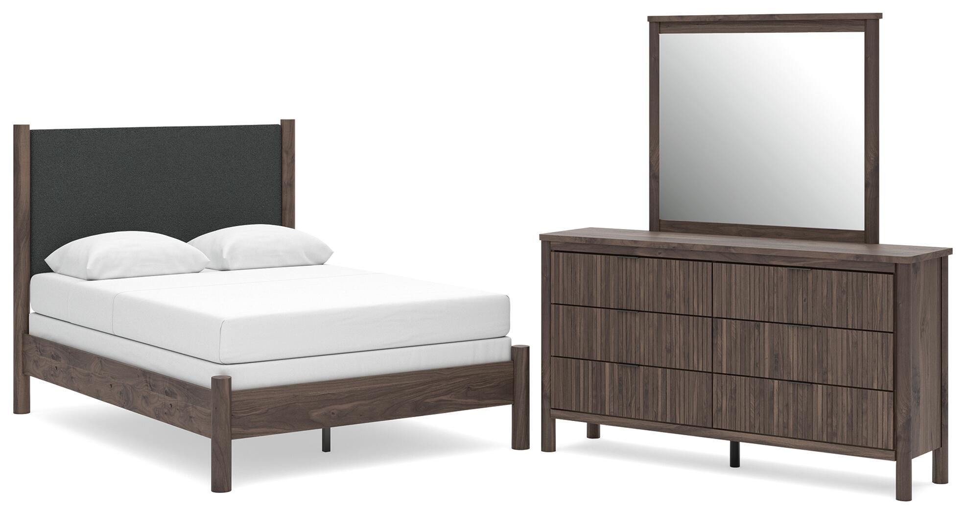 J&M Furniture - Ashley Furniture - Pamytta Full Upholstered Panel Bed, Dresser and Mirror - Full Upholstered Panel Bed, Dresser and Mirror - PCB2614B23