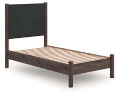 J&M Furniture - Ashley Furniture - Pamytta Twin Upholstered Panel Platform Bed - Twin Upholstered Panel Platform Bed / Brown - PCB2614B8