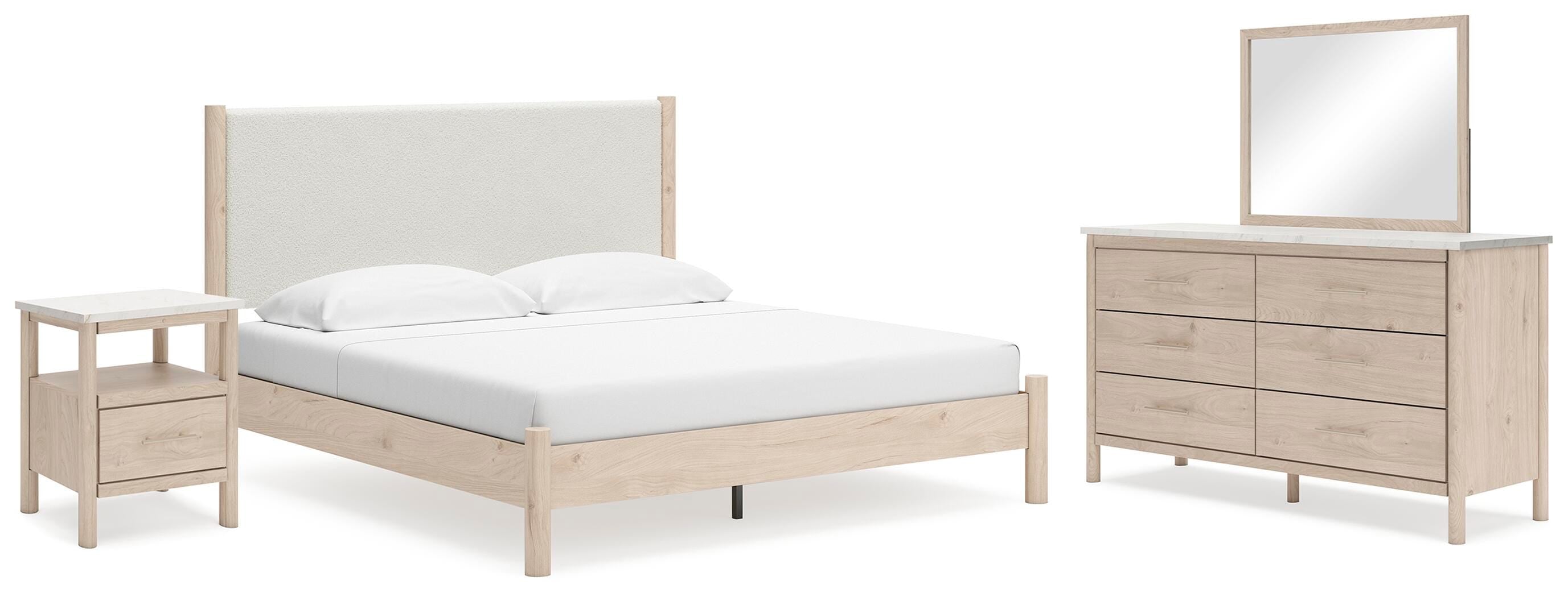J&M Furniture - Ashley Furniture - Cadmori King Upholstered Panel Bed, Dresser, Mirror and Nightstand - King Upholstered Panel Bed, Dresser, Mirror and Nightstand - B2615B19
