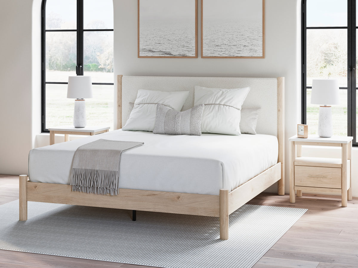 J&M Furniture - Ashley Furniture - Cadmori King Upholstered Panel Bed - King Upholstered Panel Bed / Black/White - B2616B8