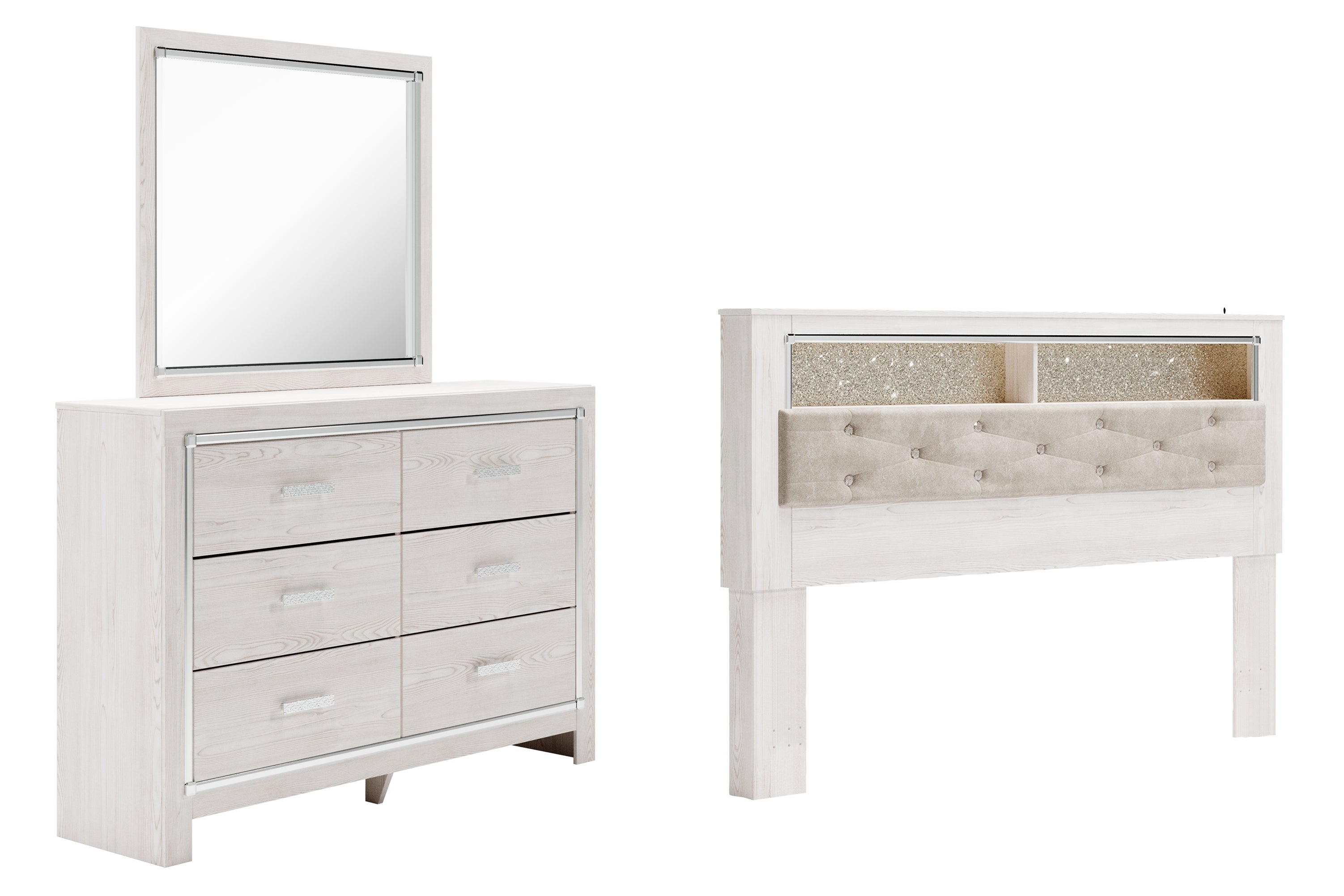 J&M Furniture - Ashley Furniture - Altyra King Bookcase Headboard, Dresser and Mirror - King Bookcase Headboard, Dresser and Mirror - B2640B56