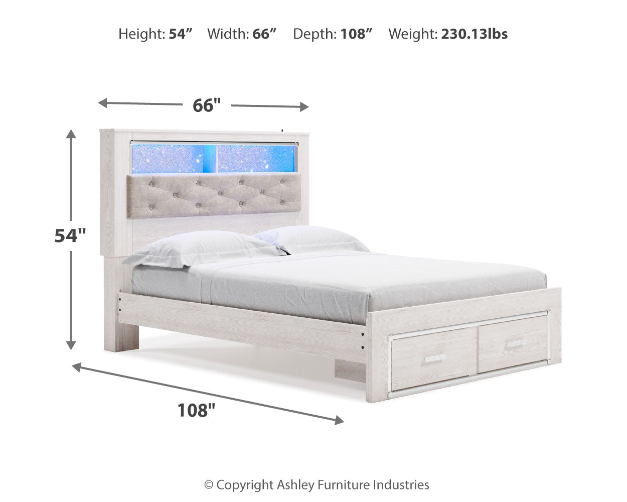 Altyra Queen Upholstered Bookcase Bed with Storage